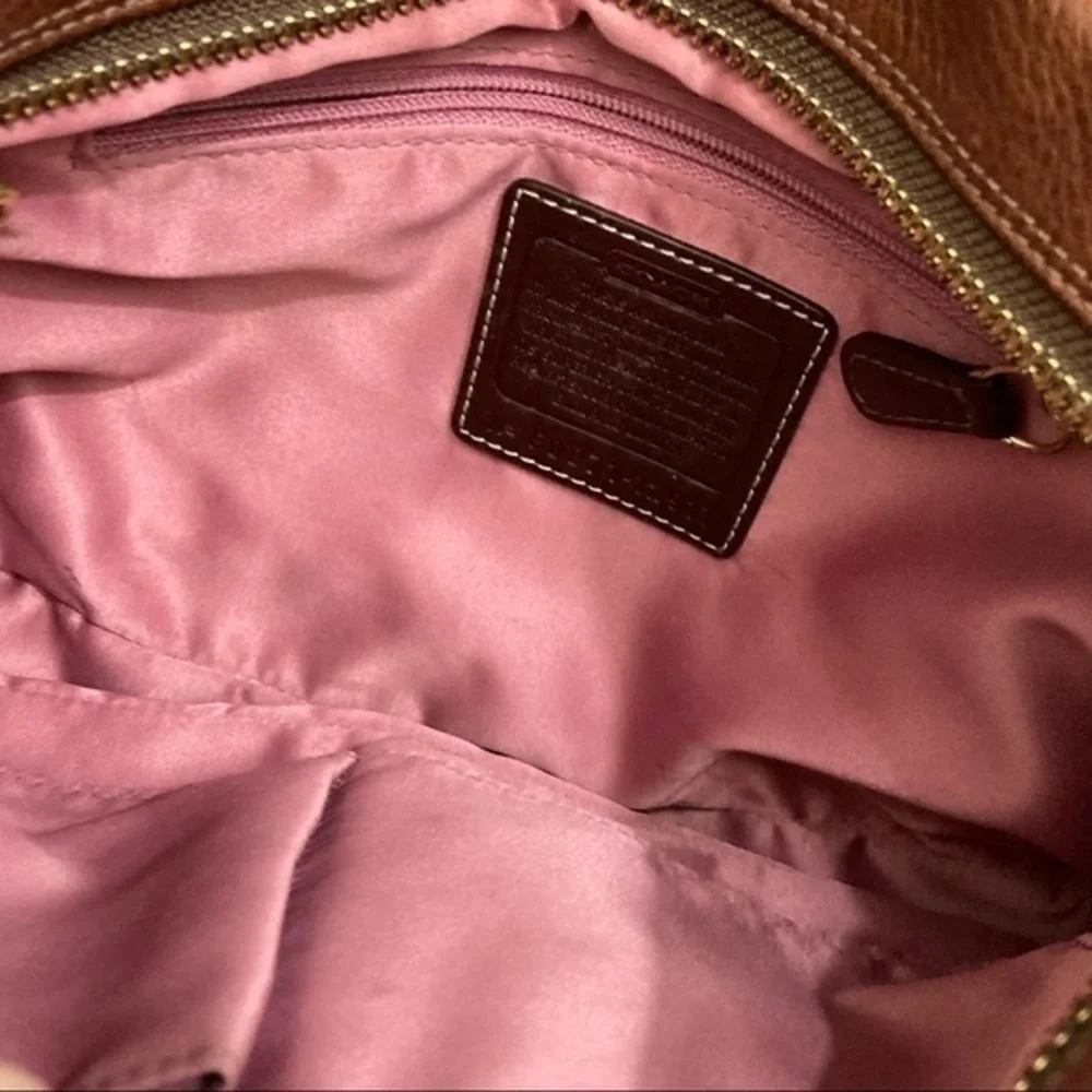 Coach brown pebbled leather pleated bag